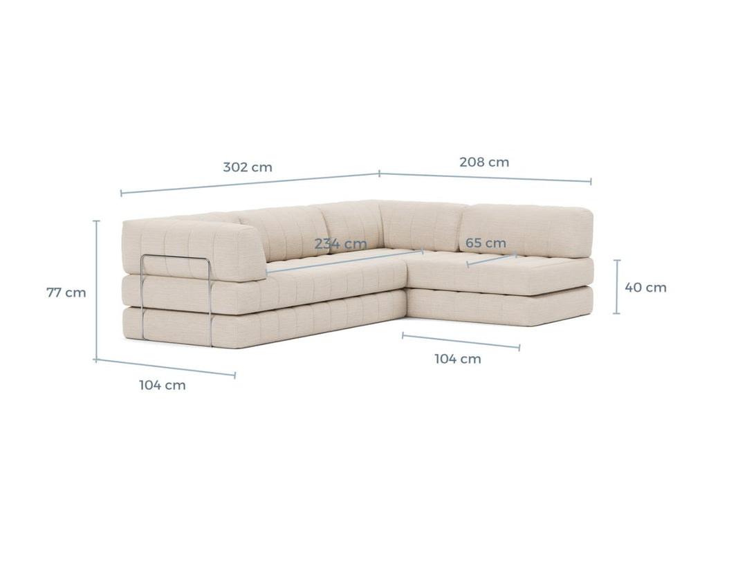 Canapea extensibila cu sezlong CozyPad L-Shape Taura Cappuccino 312x208cm