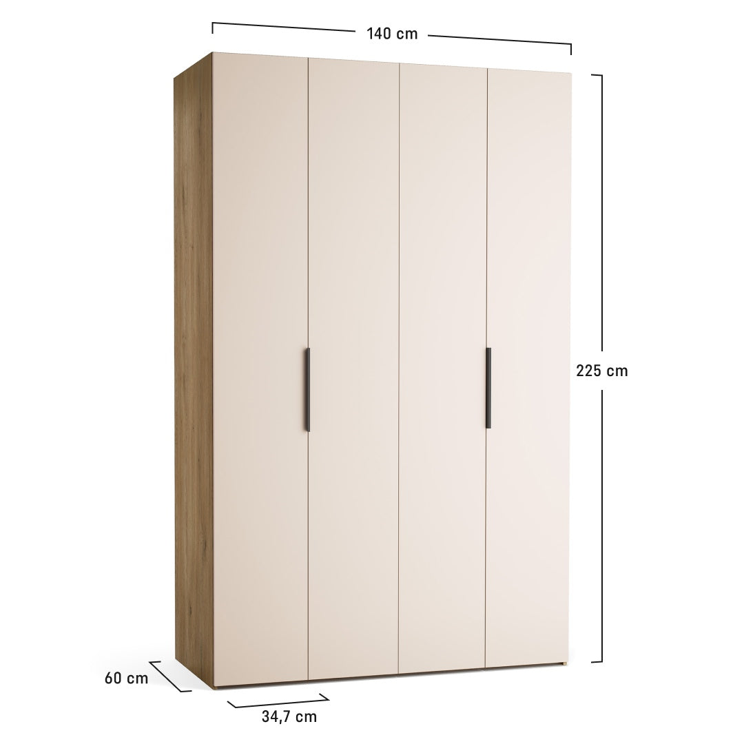 Dulap cu 4 uși VOX Stor 140x225 cm – dimensiuni