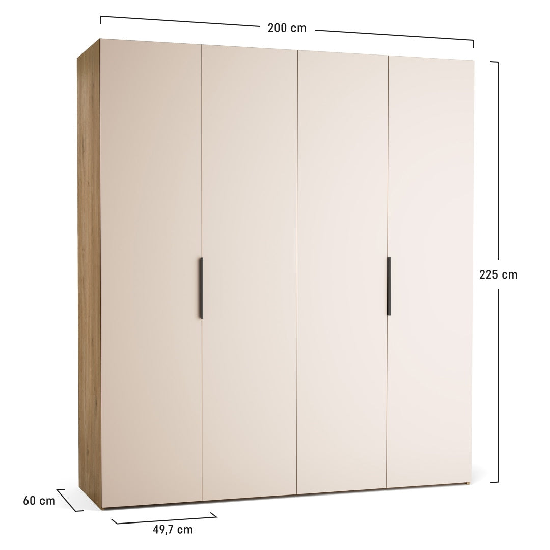 Dulap cu 4 uși VOX Stor 200x225 cm – dimensiuni