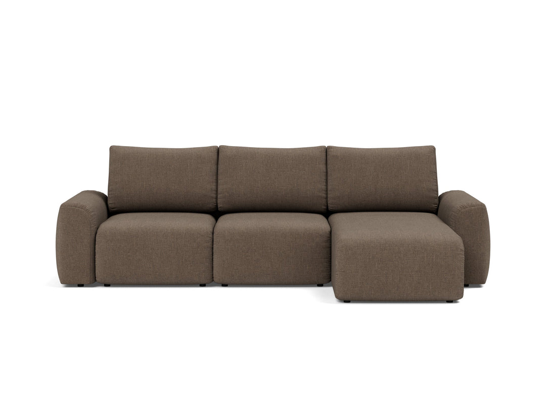 Canapea extensibila cu sezlong Norum cu brate masive Esina Cedar Brown 145x240cm