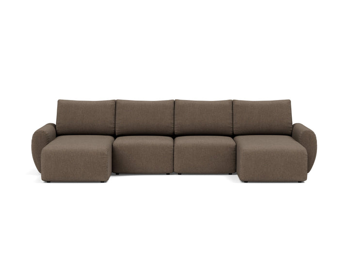Canapea extensibila in forma de U Norum cu brate rotunjite Esina Cedar Brown 145x320cm