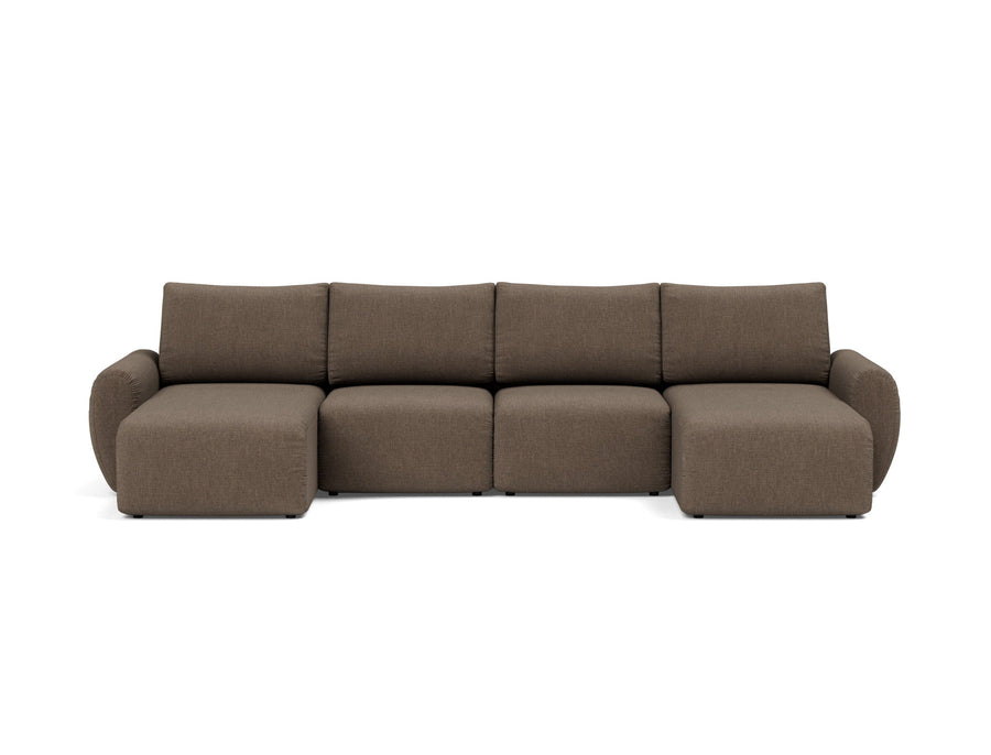 Canapea extensibila in forma de U Norum cu brate rotunjite Esina Cedar Brown 145x320cm