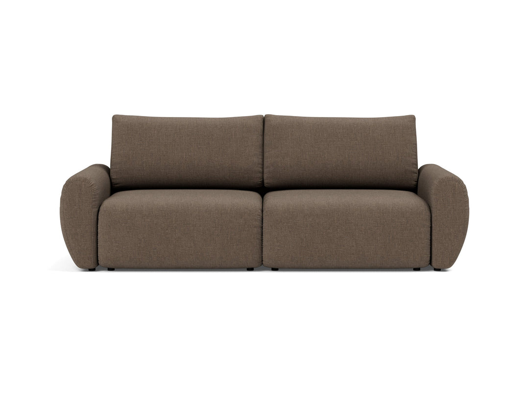 Canapea extensibila Norum cu brate rotunjite Esina Cedar Brown 145x200cm