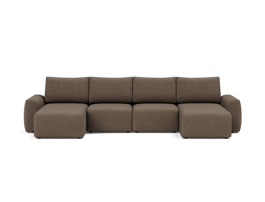 Canapea extensibila in forma de U Norum cu brate masive Esina Cedar Brown 145x320cm
