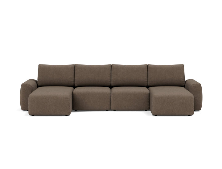 Canapea extensibila in forma de U Norum cu brate masive Esina Cedar Brown 145x320cm