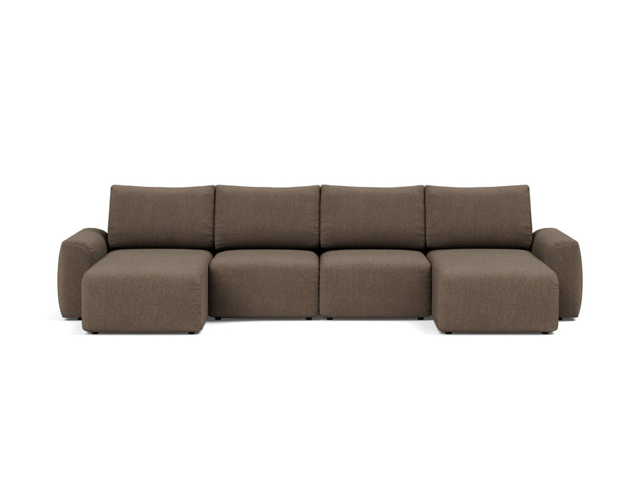 Canapea extensibila in forma de U Norum cu brate masive Esina Cedar Brown 145x320cm