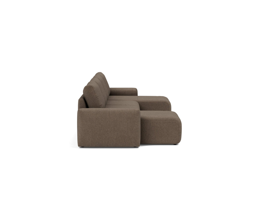 Canapea extensibila in forma de U Norum cu brate masive Esina Cedar Brown 145x320cm