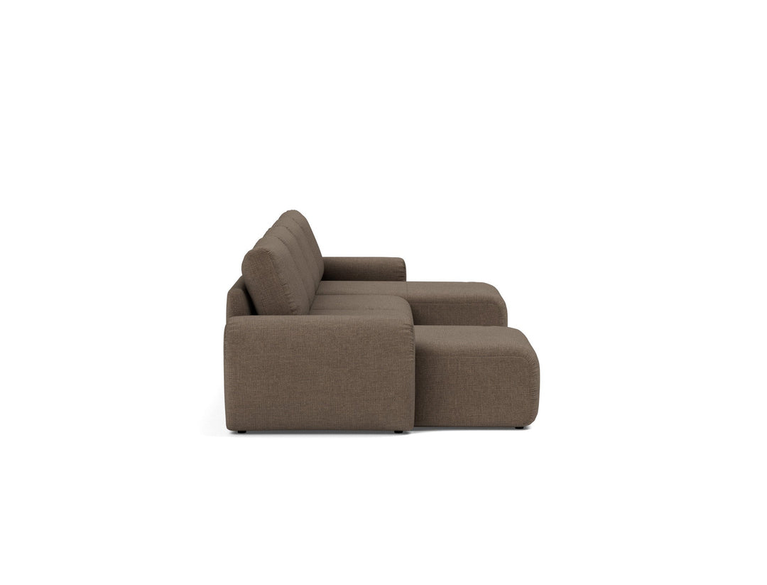 Canapea extensibila in forma de U Norum cu brate rotunjite Esina Cedar Brown 145x320cm