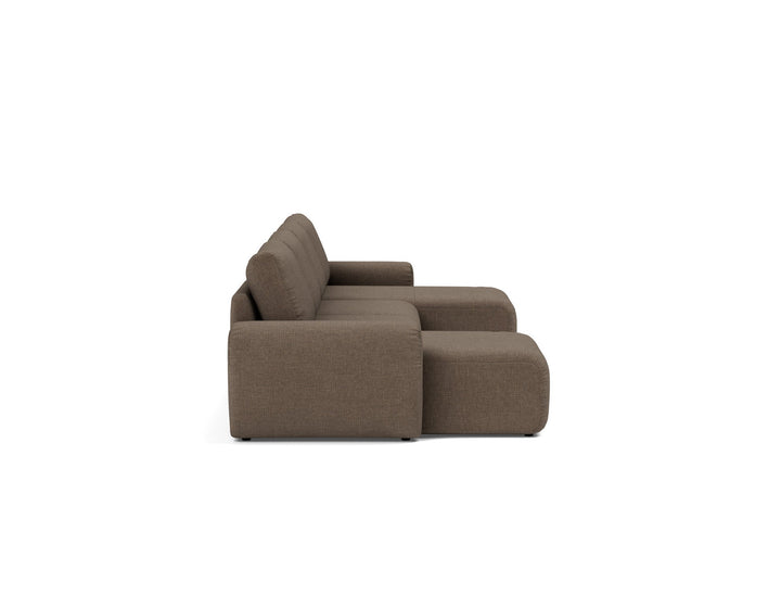 Canapea extensibila in forma de U Norum cu brate rotunjite Esina Cedar Brown 145x320cm