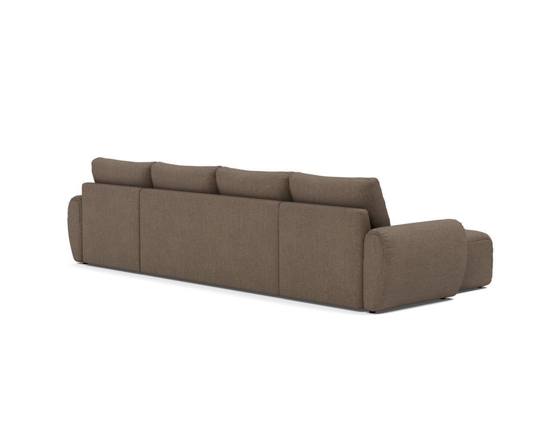 Canapea extensibila in forma de U Norum cu brate rotunjite Esina Cedar Brown 145x320cm