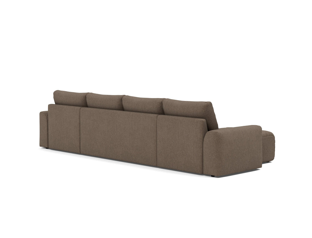 Canapea extensibila in forma de U Norum cu brate masive Esina Cedar Brown 145x320cm