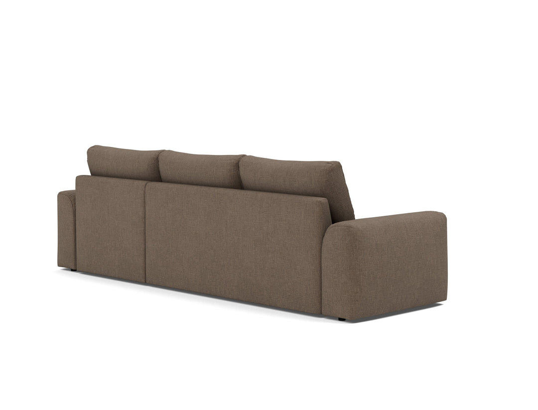 Canapea extensibila cu sezlong Norum cu brate masive Esina Cedar Brown 145x240cm