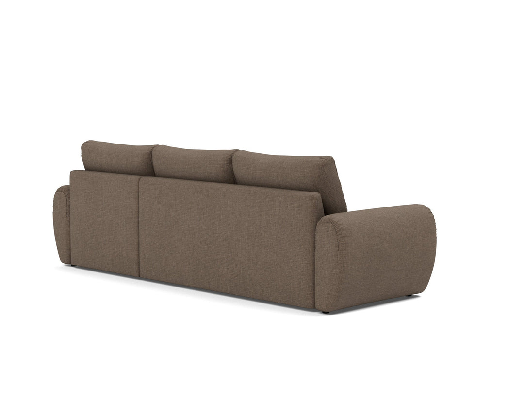 Canapea extensibila cu sezlong Norum cu brate rotunjite Esina Cedar Brown 145x240cm