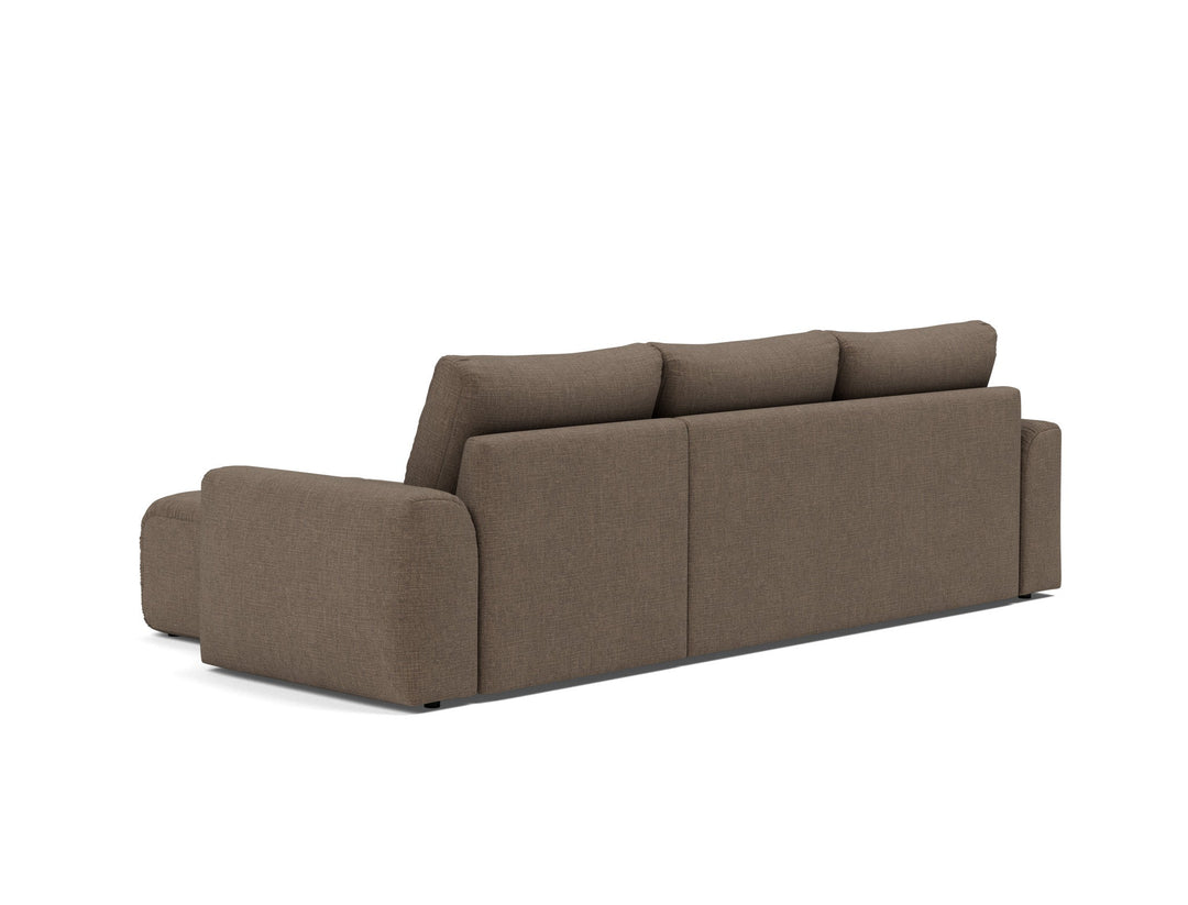 Canapea extensibila cu sezlong Norum cu brate masive Esina Cedar Brown 145x240cm