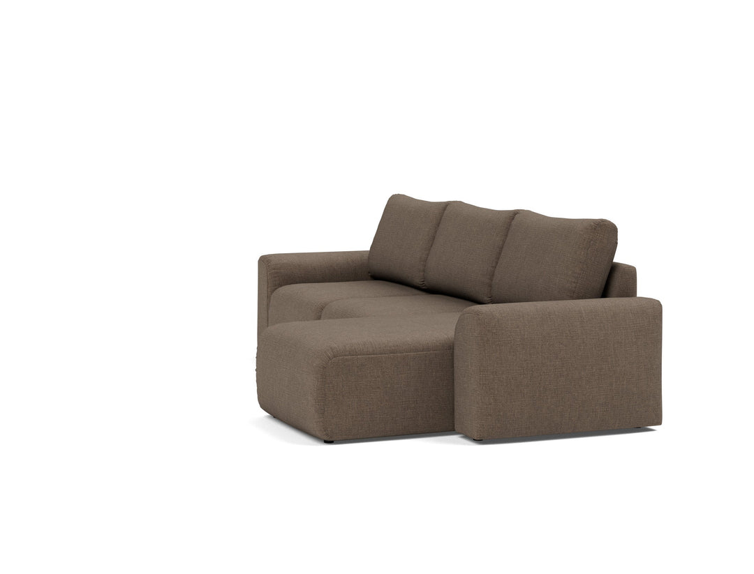 Canapea extensibila cu sezlong Norum cu brate masive Esina Cedar Brown 145x240cm