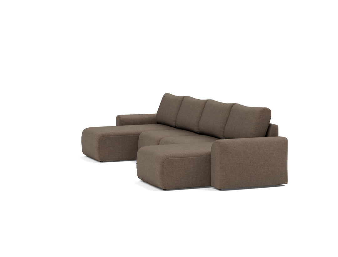 Canapea extensibila in forma de U Norum cu brate masive Esina Cedar Brown 145x320cm