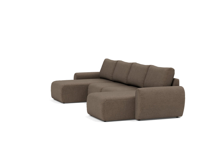 Canapea extensibila in forma de U Norum cu brate rotunjite Esina Cedar Brown 145x320cm