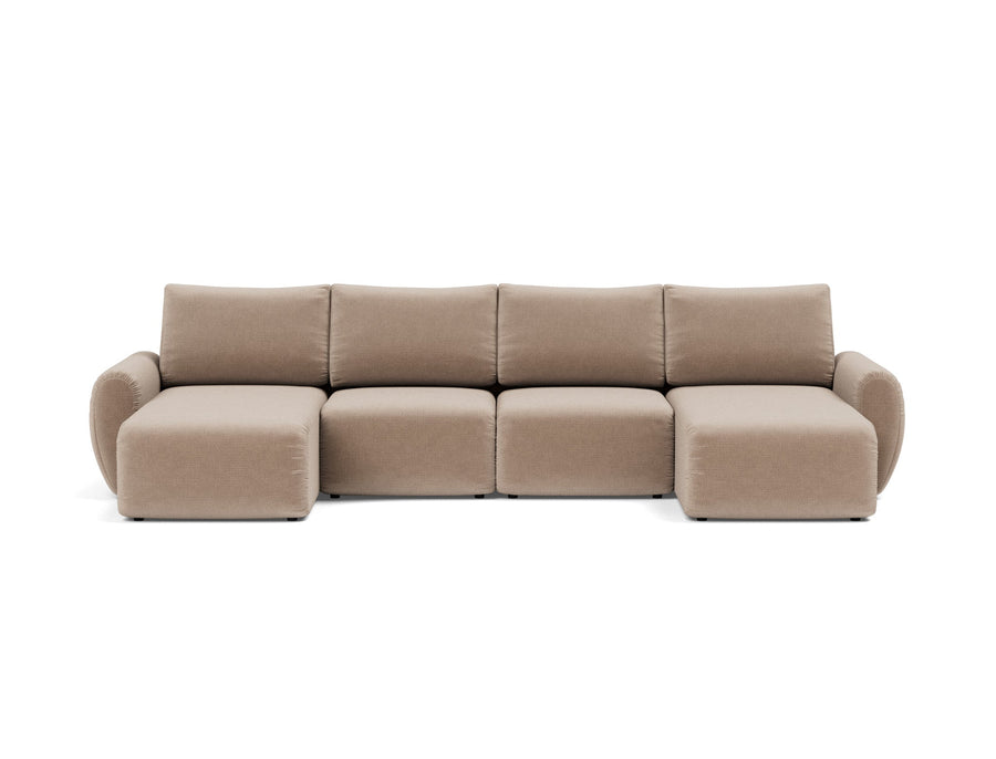 Canapea extensibila in forma de U Norum cu brate rotunjite Esina Mocha 145x320cm