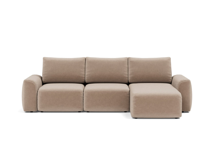 Canapea extensibila cu sezlong Norum cu brate masive Esina Mocha 145x240cm