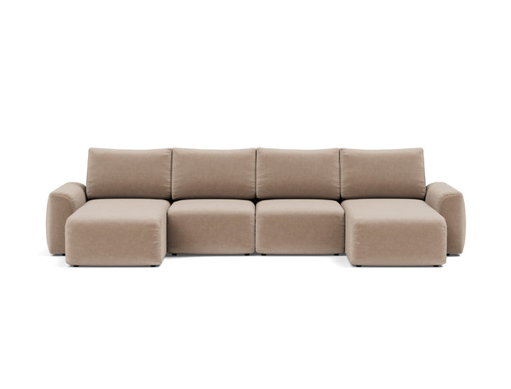 Canapea extensibila in forma de U Norum cu brate masive Esina Mocha 145x320cm