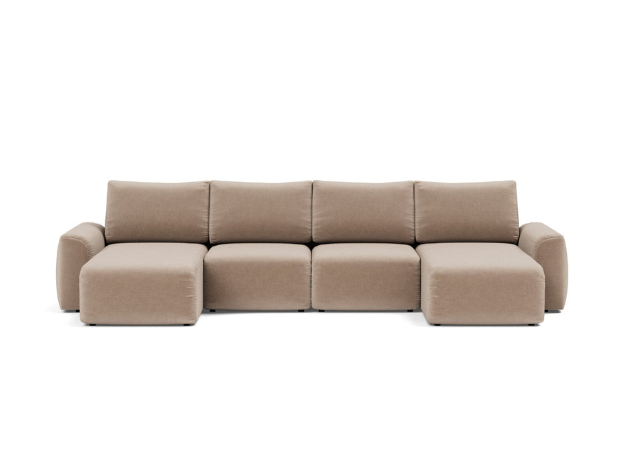 Canapea extensibila in forma de U Norum cu brate masive Esina Mocha 145x320cm