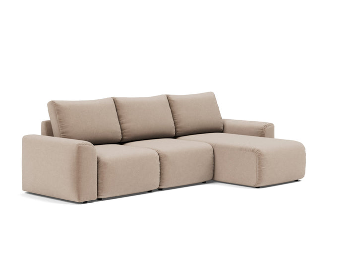 Canapea extensibila cu sezlong Norum cu brate masive Esina Mocha 145x240cm