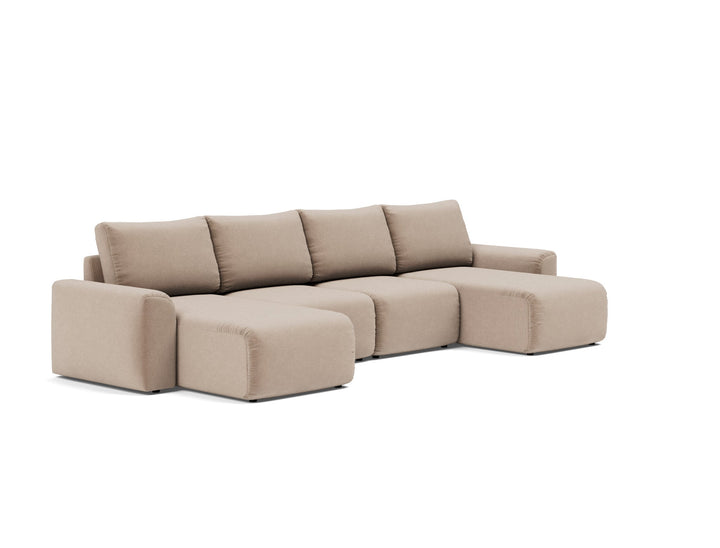 Canapea extensibila in forma de U Norum cu brate masive Esina Mocha 145x320cm