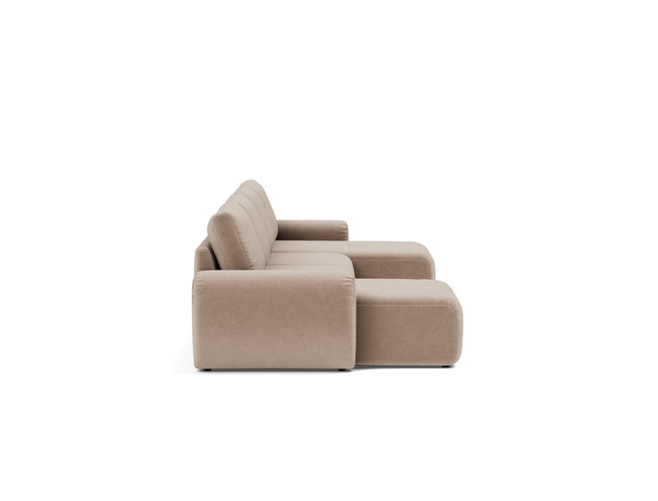 Canapea extensibila in forma de U Norum cu brate rotunjite Esina Mocha 145x320cm
