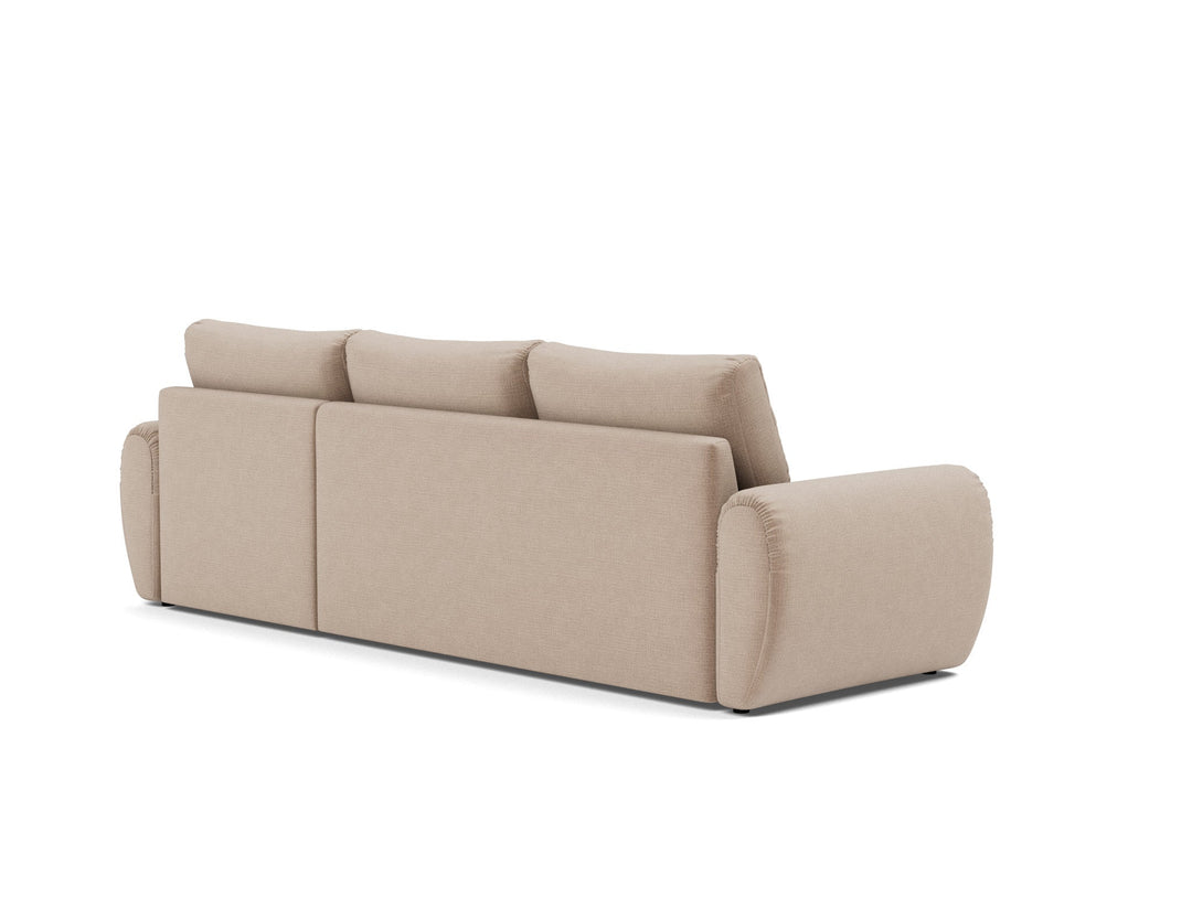 Canapea extensibila cu sezlong Norum cu brate rotunjite Esina Mocha 145x240cm