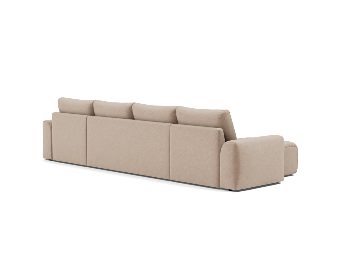 Canapea extensibila in forma de U Norum cu brate masive Esina Mocha 145x320cm