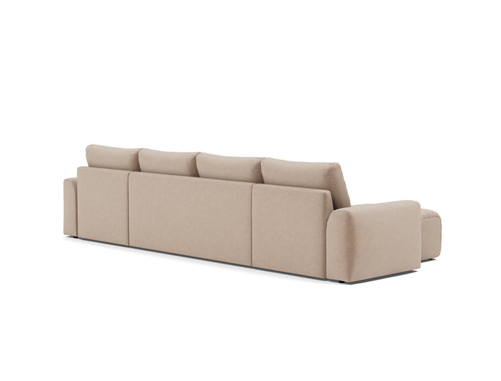 Canapea extensibila in forma de U Norum cu brate masive Esina Mocha 145x320cm