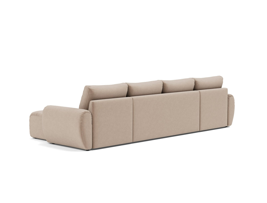 Canapea extensibila in forma de U Norum cu brate rotunjite Esina Mocha 145x320cm