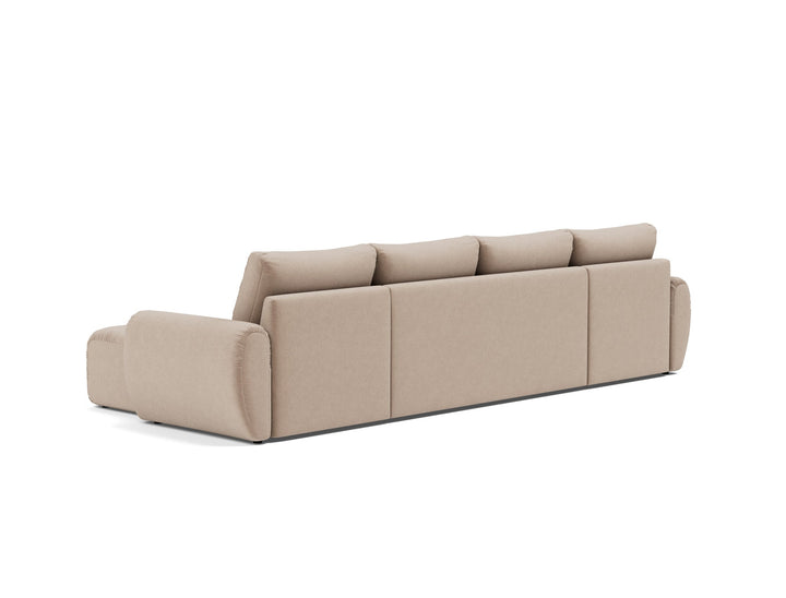 Canapea extensibila in forma de U Norum cu brate rotunjite Esina Mocha 145x320cm