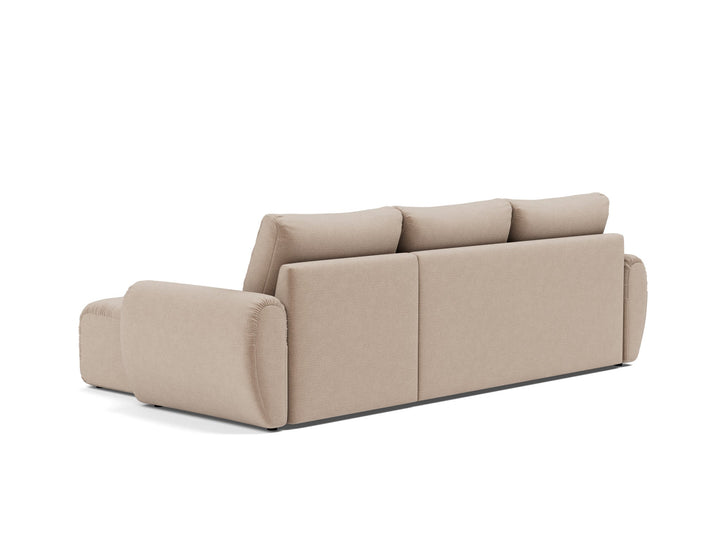 Canapea extensibila cu sezlong Norum cu brate rotunjite Esina Mocha 145x240cm