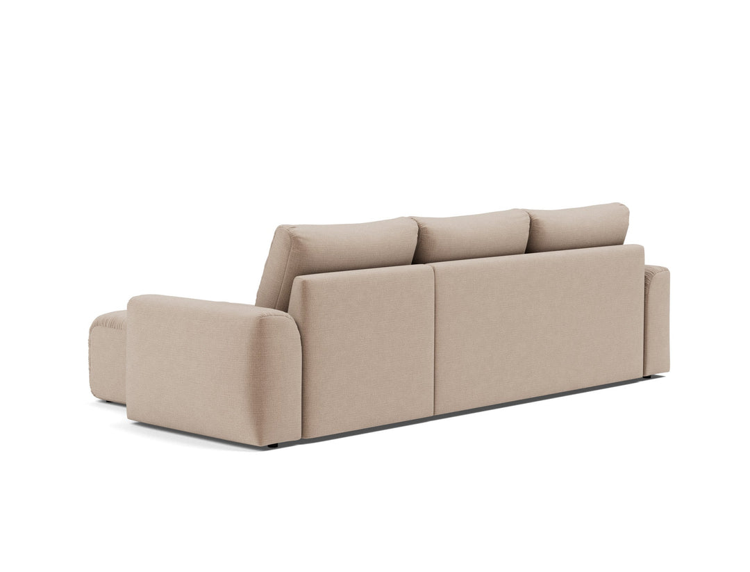 Canapea extensibila cu sezlong Norum cu brate masive Esina Mocha 145x240cm