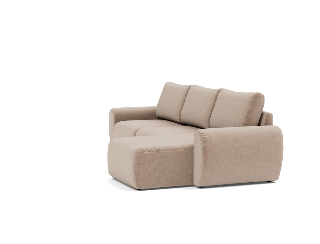 Canapea extensibila cu sezlong Norum cu brate rotunjite Esina Mocha 145x240cm