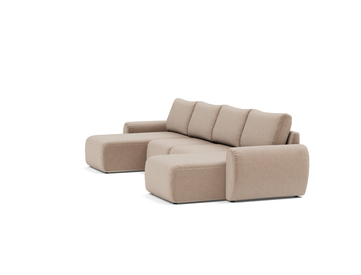Canapea extensibila in forma de U Norum cu brate rotunjite Esina Mocha 145x320cm