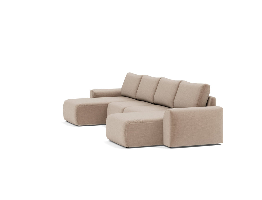 Canapea extensibila in forma de U Norum cu brate masive Esina Mocha 145x320cm