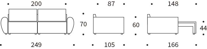 Canapea extensibila Norum cu brate rotunjite Esina Mocha 145x200cm