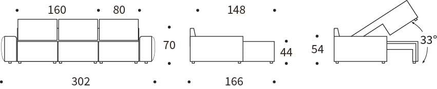 Canapea extensibila cu sezlong Norum cu brate masive Esina Cedar Brown 145x240cm