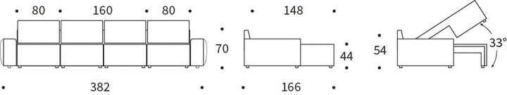 Canapea extensibila in forma de U Norum cu brate masive Esina Mocha 145x320cm