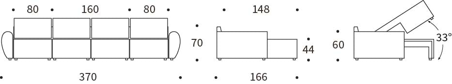 Canapea extensibila in forma de U Norum cu brate rotunjite Esina Mocha 145x320cm