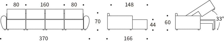 Canapea extensibila in forma de U Norum cu brate rotunjite Esina Mocha 145x320cm