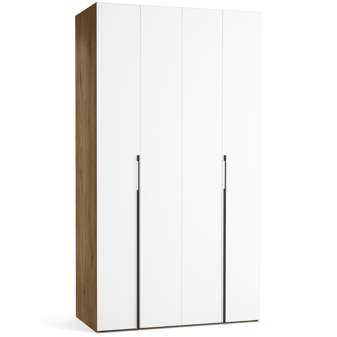 Dulap cu 4 usi albe si carcasa stejar VOX Stor L 125 cm