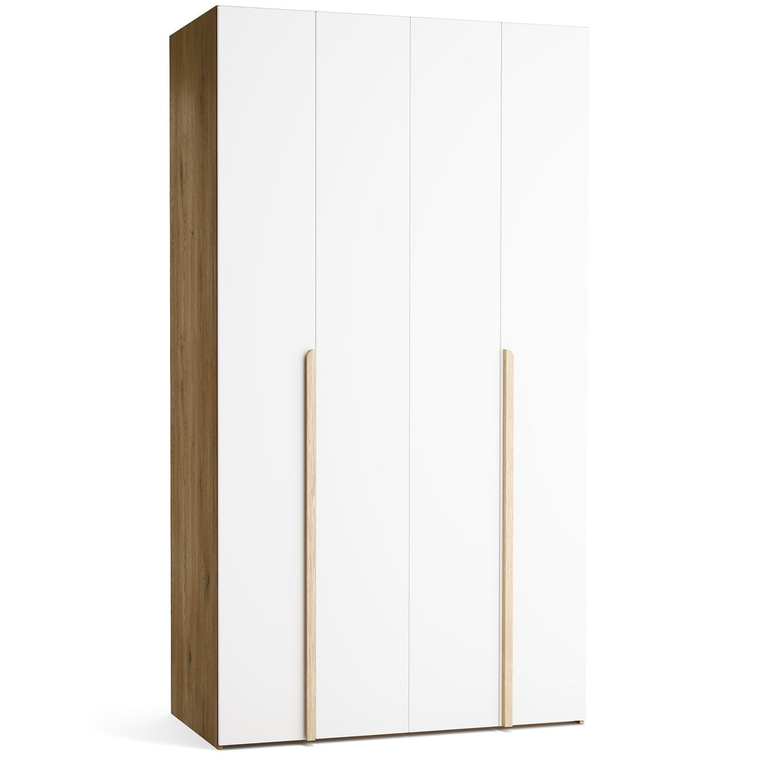 Dulap cu 4 usi albe si carcasa stejar VOX Stor L 125 cm