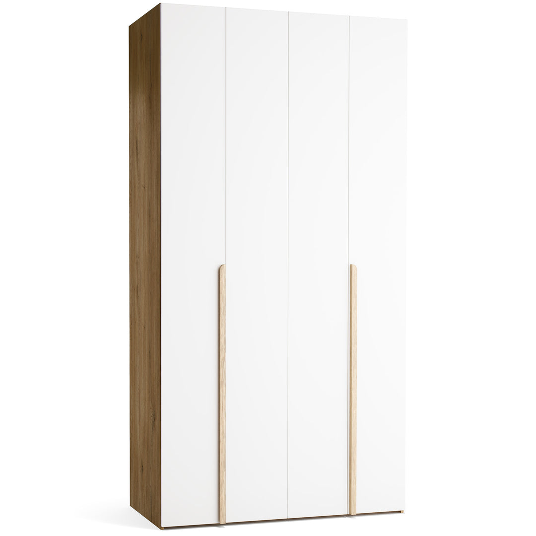 Dulap cu 4 usi albe si carcasa stejar VOX Stor L 125 cm