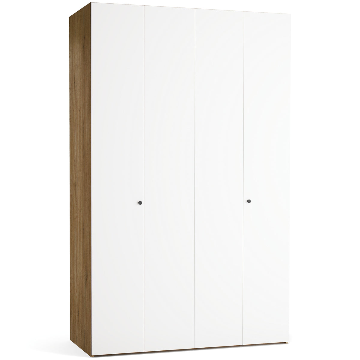 Dulap cu 4 uși VOX Stor 140x225 cm – front alb, mâner buton metalic negru