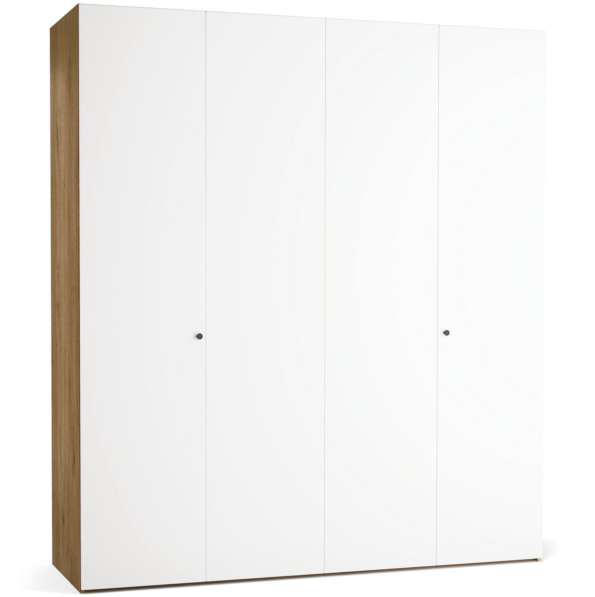 Dulap cu 4 uși VOX Stor 200x225 cm – front alb, mâner buton metalic negru