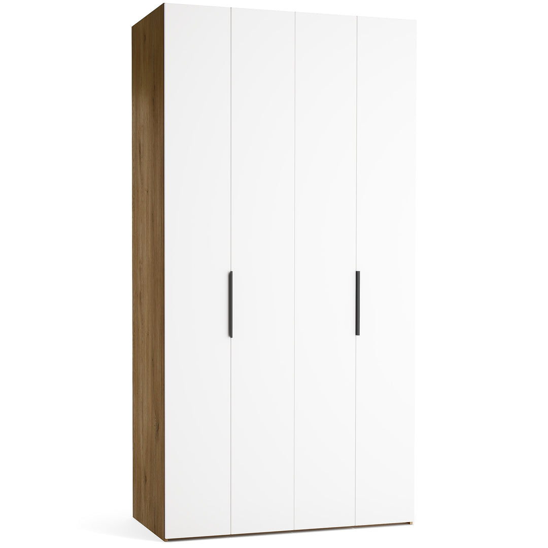 Dulap cu 4 usi albe si carcasa stejar VOX Stor L 125 cm