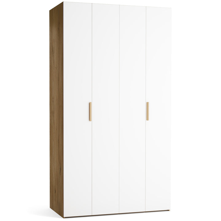 Dulap cu 4 usi albe si carcasa stejar VOX Stor L 125 cm